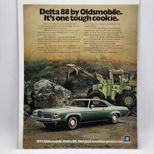 1973 Oldsmobile Delta 88 Magazine Print Ad Terex Wheel Loader GM General Motors